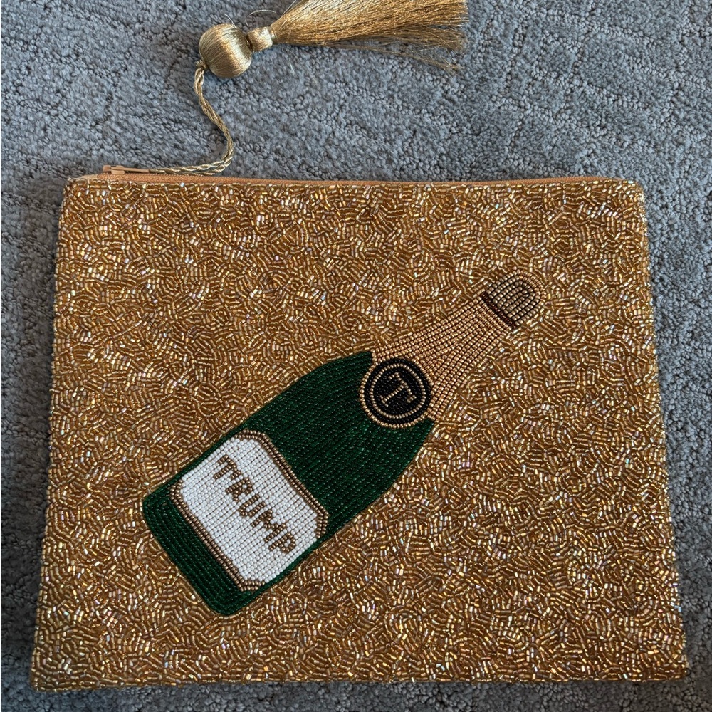Trump Beaded Champagne Clutch